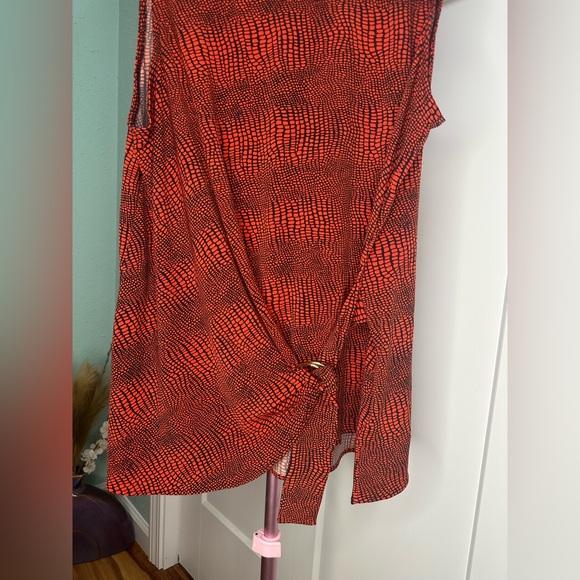 Michael Kors red and black animal print sleeveless tunic top XL gold hardware - Picture 2 of 4